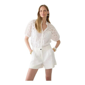 J crew Cuffed high-rise suit short in stretch linen blend